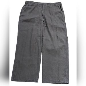 Vince Camuto *Sz 1X *  38X26 Gray Womens WIde Leg Linen Pants Pull On Pockets